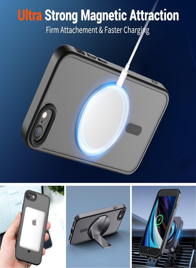 SUPFINE Magnetic for iPhone SE Case 2022 (3rd)/2020 (2nd), iPhone 8 Case (Compatible with MagSafe) (Military Grade Drop Protection) Translucent Matte Phone Cover,Black - Image 5